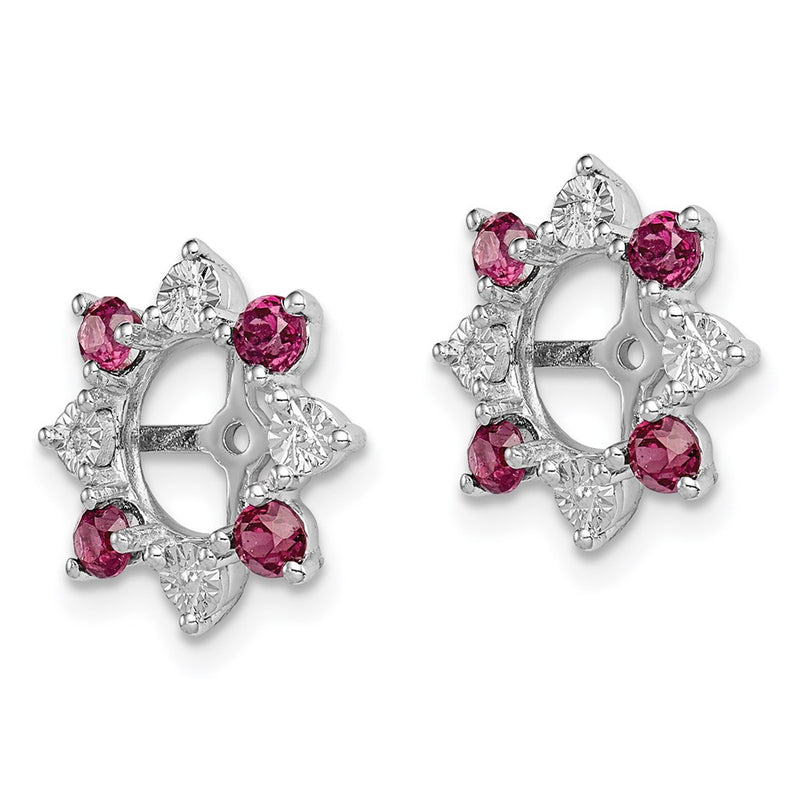Sterling Silver Rhodium Diamond & Rhodolite Garnet Earring Jacket