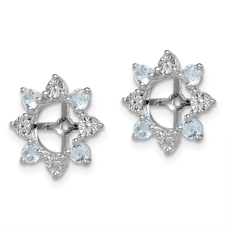 Sterling Silver Rhodium Diamond & Aquamarine Earring Jacket