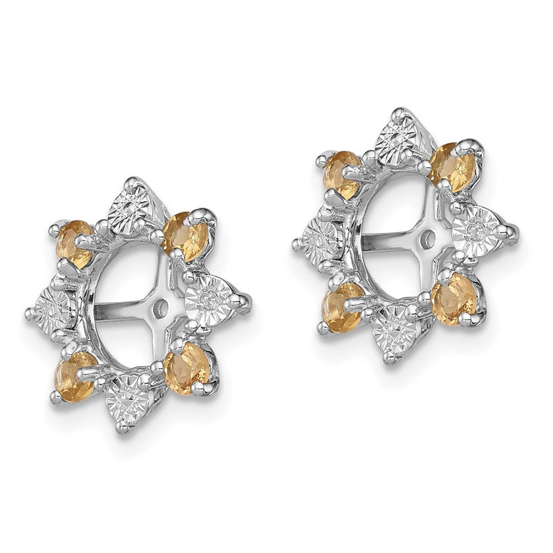 Sterling Silver Rhodium Diamond & Citrine Earring Jacket