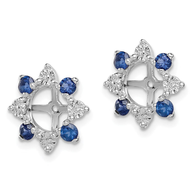 Sterling Silver Rhodium Diamond & Created Sapphire Earring Jacket