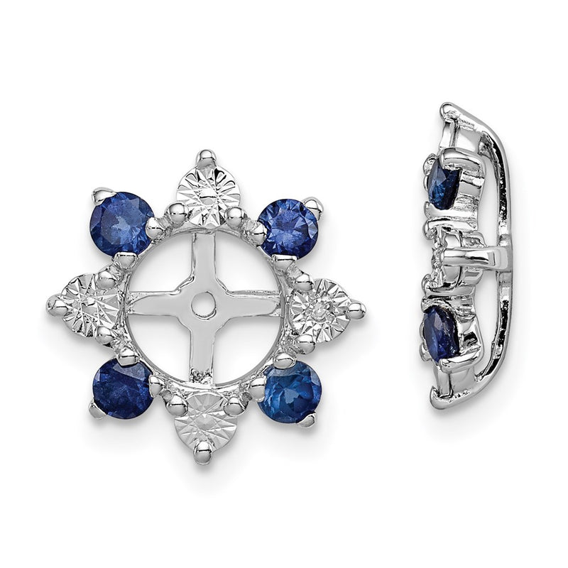 Sterling Silver Rhodium Diamond & Created Sapphire Earring Jacket