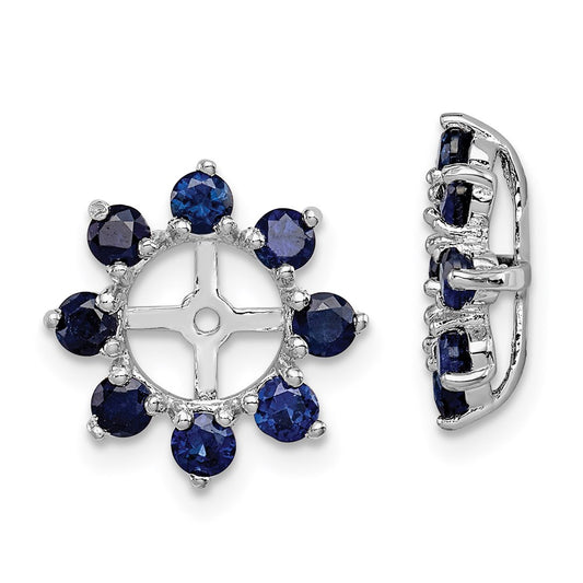 Sterling Silver Rhodium Created Sapphire Earring Jacket
