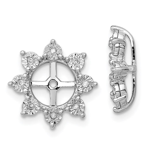 Sterling Silver Rhodium Diamond Earring Jacket