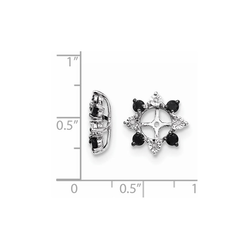 Sterling Silver Rhodium Diamond & Black Sapphire Earring Jacket
