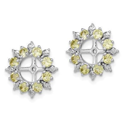 Sterling Silver Rhodium Diamond & Peridot Earring Jacket