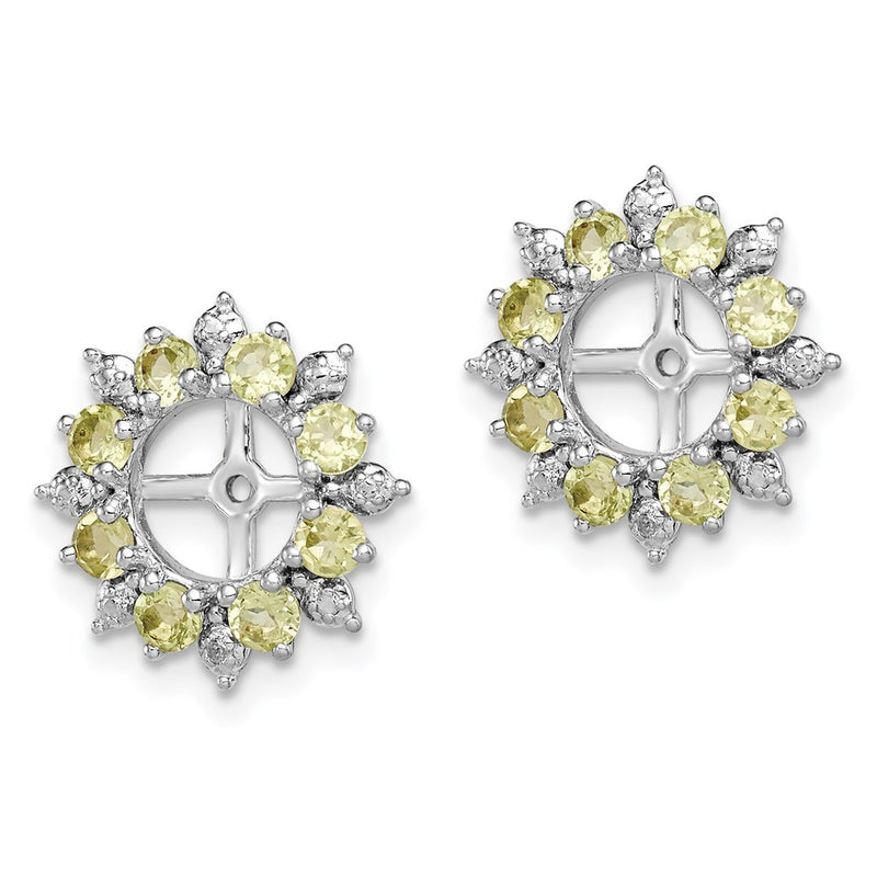 Sterling Silver Rhodium Diamond & Peridot Earring Jacket