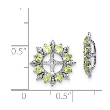 Sterling Silver Rhodium Diamond & Peridot Earring Jacket