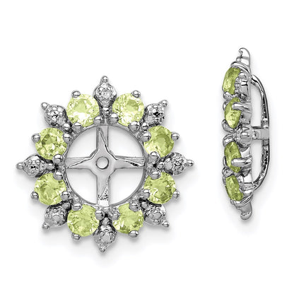 Sterling Silver Rhodium Diamond & Peridot Earring Jacket