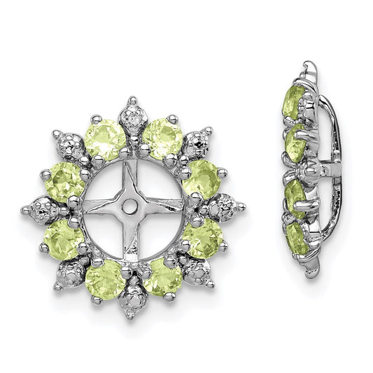 Sterling Silver Rhodium Diamond & Peridot Earring Jacket