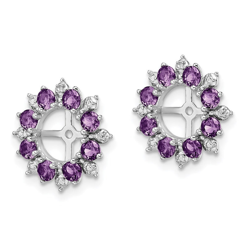 Sterling Silver Rhodium Diamond & Amethyst Earring Jacket