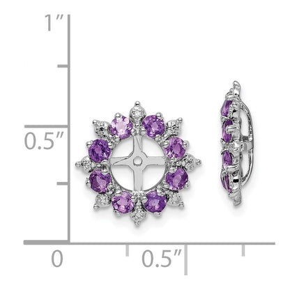 Sterling Silver Rhodium Diamond & Amethyst Earring Jacket