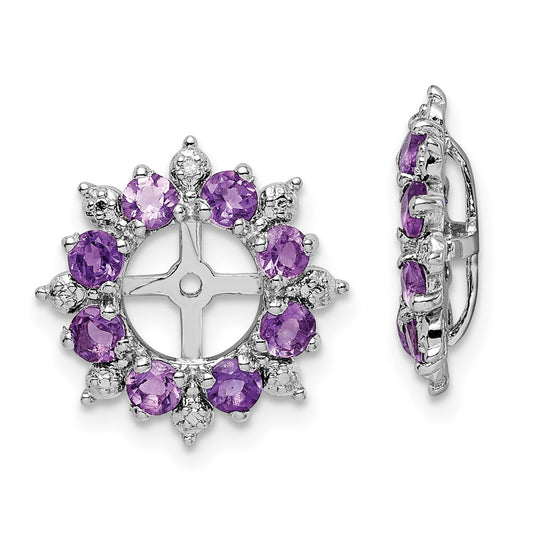 Sterling Silver Rhodium Diamond & Amethyst Earring Jacket