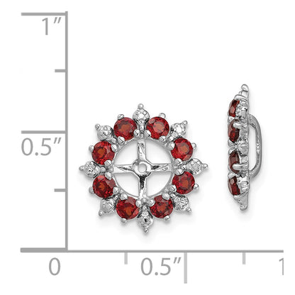 Sterling Silver Rhodium Diamond & Garnet Earring Jacket