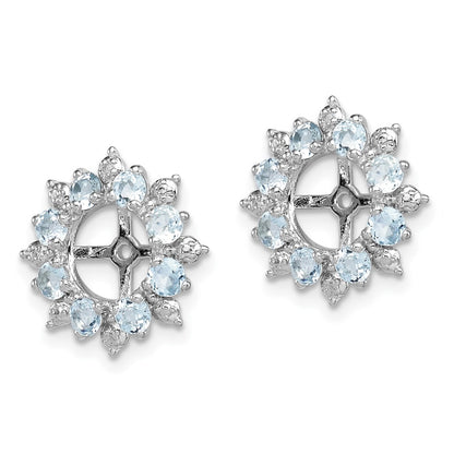 Sterling Silver Rhodium Diamond & Aquamarine Earring Jacket
