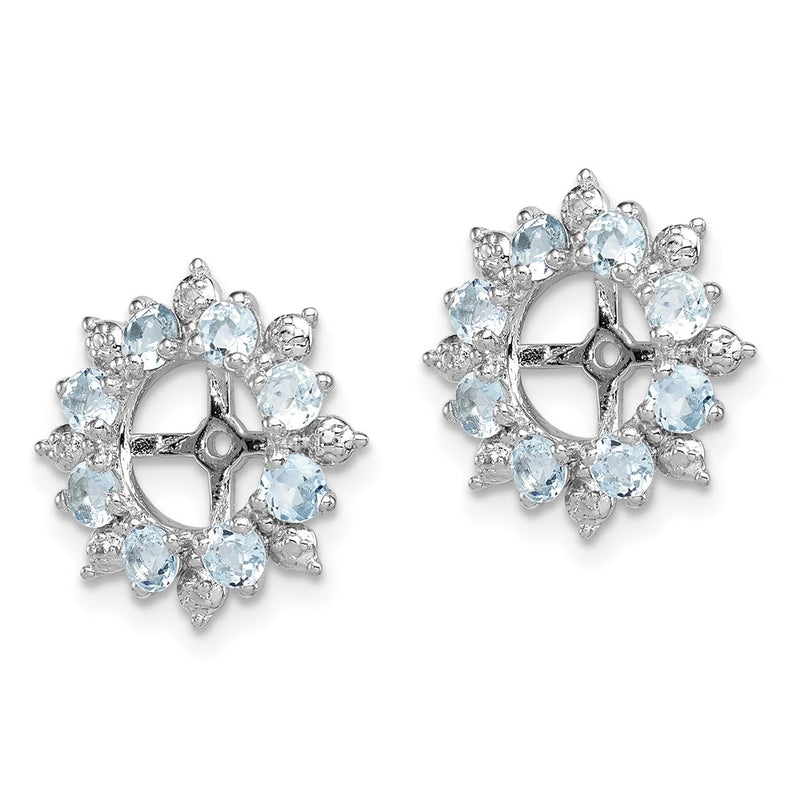 Sterling Silver Rhodium Diamond & Aquamarine Earring Jacket