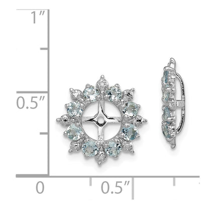 Sterling Silver Rhodium Diamond & Aquamarine Earring Jacket