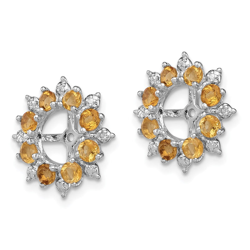 Sterling Silver Rhodium Diamond & Citrine Earring Jacket