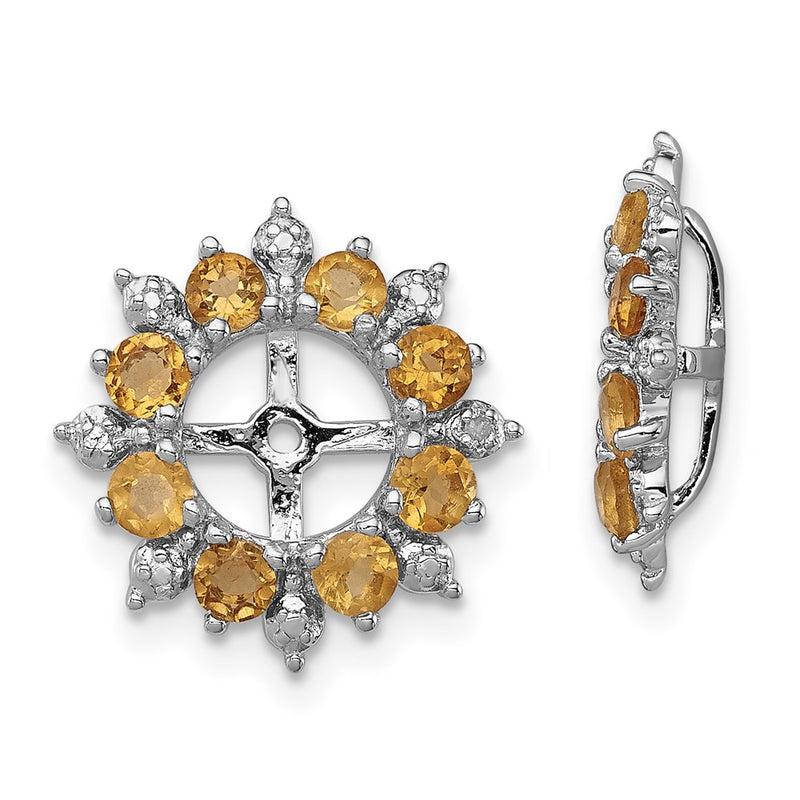 Sterling Silver Rhodium Diamond & Citrine Earring Jacket