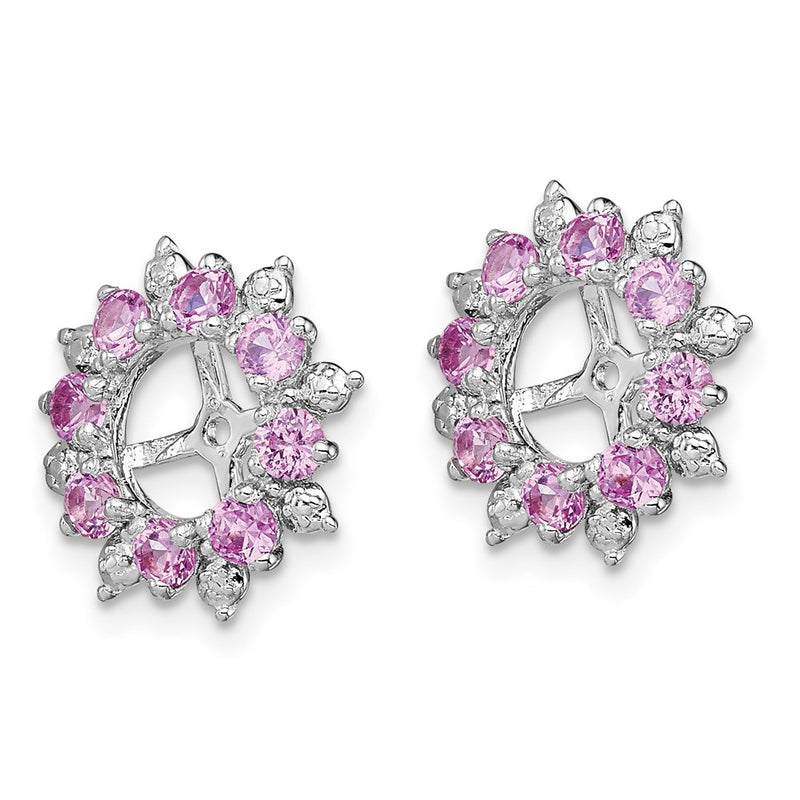 Sterling Silver Rhodium Diamond & Created Pink Sapphire Earring Jacket