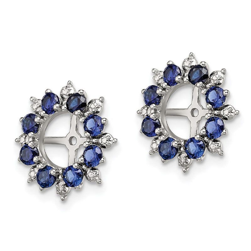 Sterling Silver Rhodium Diamond & Created Sapphire Earring Jacket