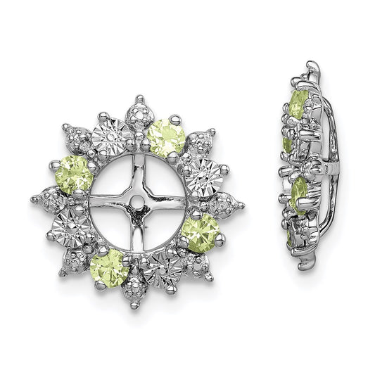 Sterling Silver Rhodium Peridot Earring Jacket