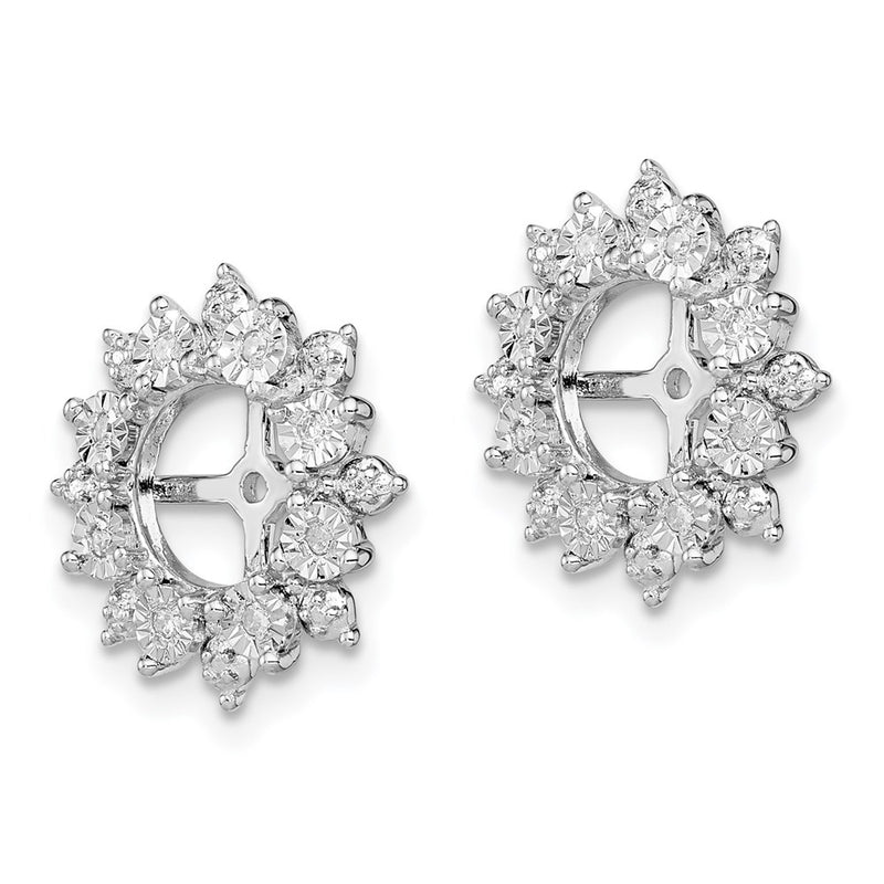 Sterling Silver Rhodium Diamond Earring Jacket