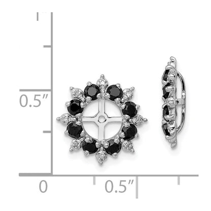 Sterling Silver Rhodium Diamond & Black Sapphire Earring Jacket
