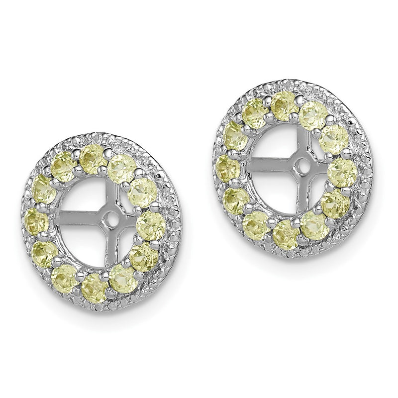 Sterling Silver Rhodium Diamond & Peridot Earring Jacket