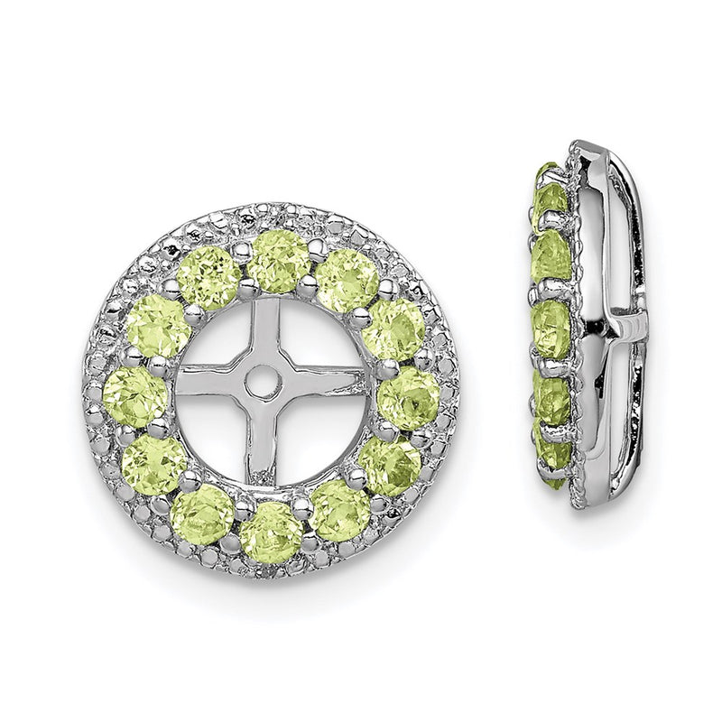 Sterling Silver Rhodium Diamond & Peridot Earring Jacket