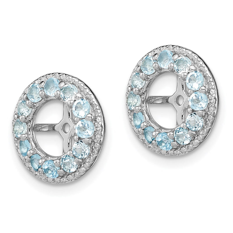 Sterling Silver Rhodium Diamond & Swiss Blue Topaz Earring Jacket