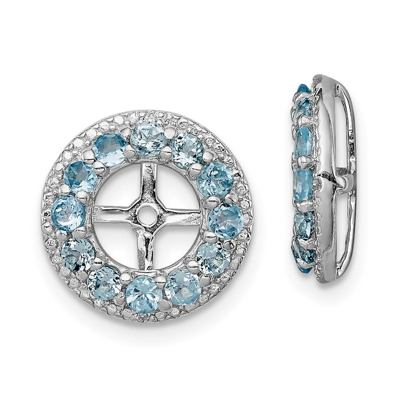 Sterling Silver Rhodium Diamond & Swiss Blue Topaz Earring Jacket