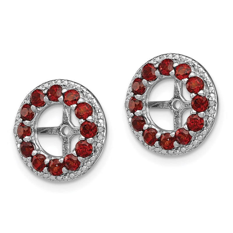 Sterling Silver Rhodium Diamond & Garnet Earring Jacket