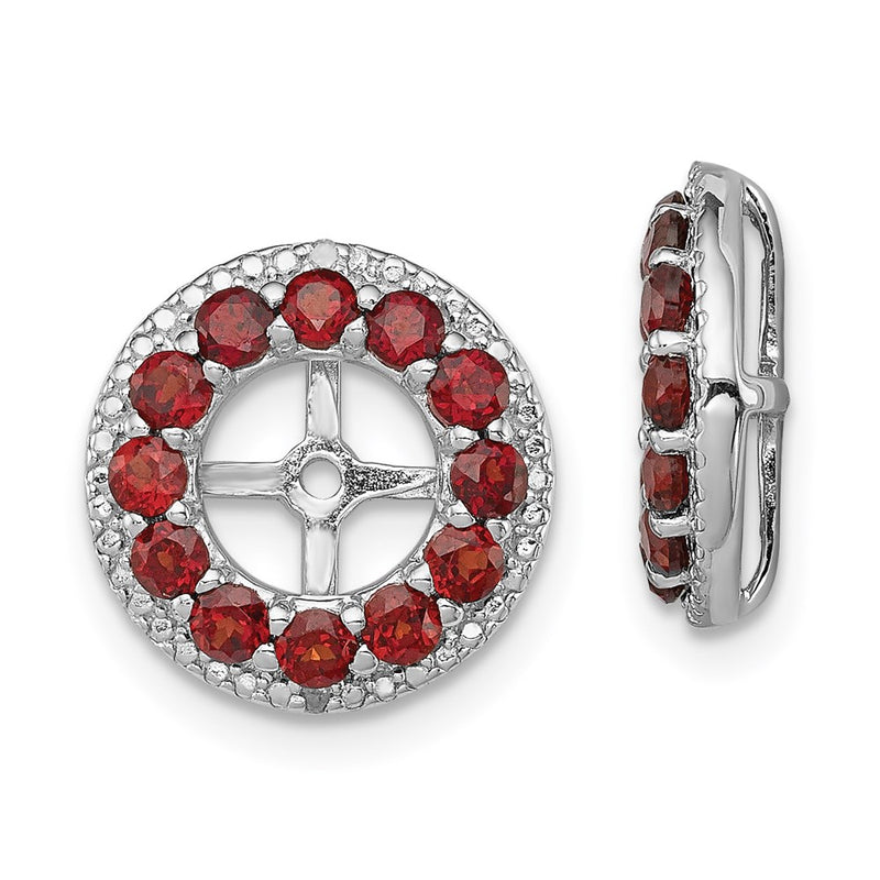 Sterling Silver Rhodium Diamond & Garnet Earring Jacket