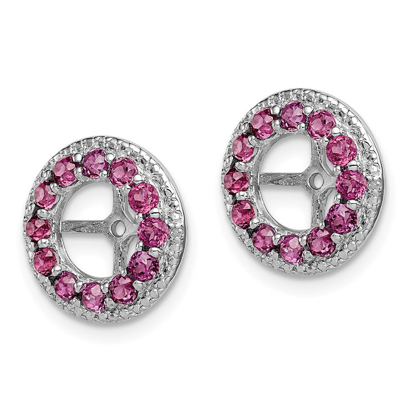 Sterling Silver Rhodium Diamond & Rhodolite Garnet Earring Jacket