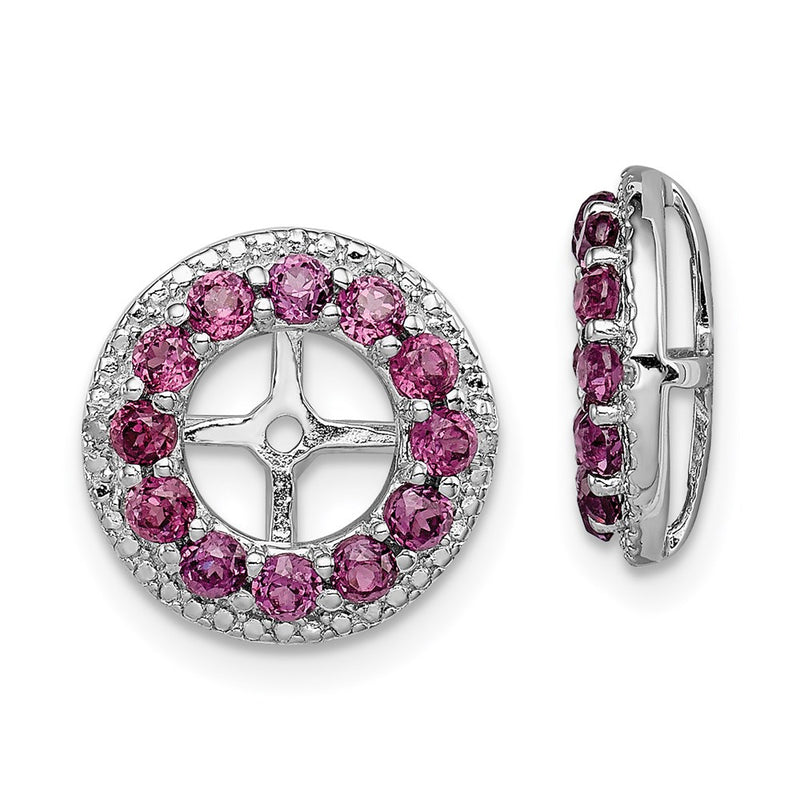 Sterling Silver Rhodium Diamond & Rhodolite Garnet Earring Jacket
