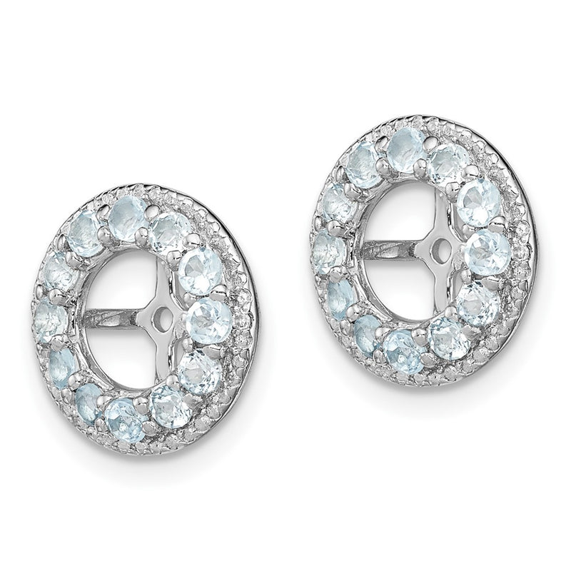 Sterling Silver Rhodium Diamond & Aquamarine Earring Jacket