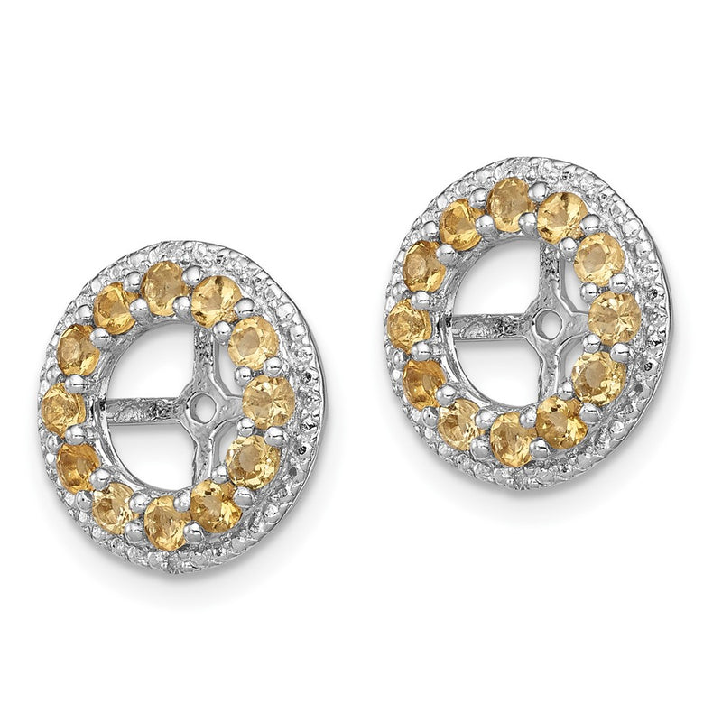 Sterling Silver Rhodium Diamond & Citrine Earring Jacket