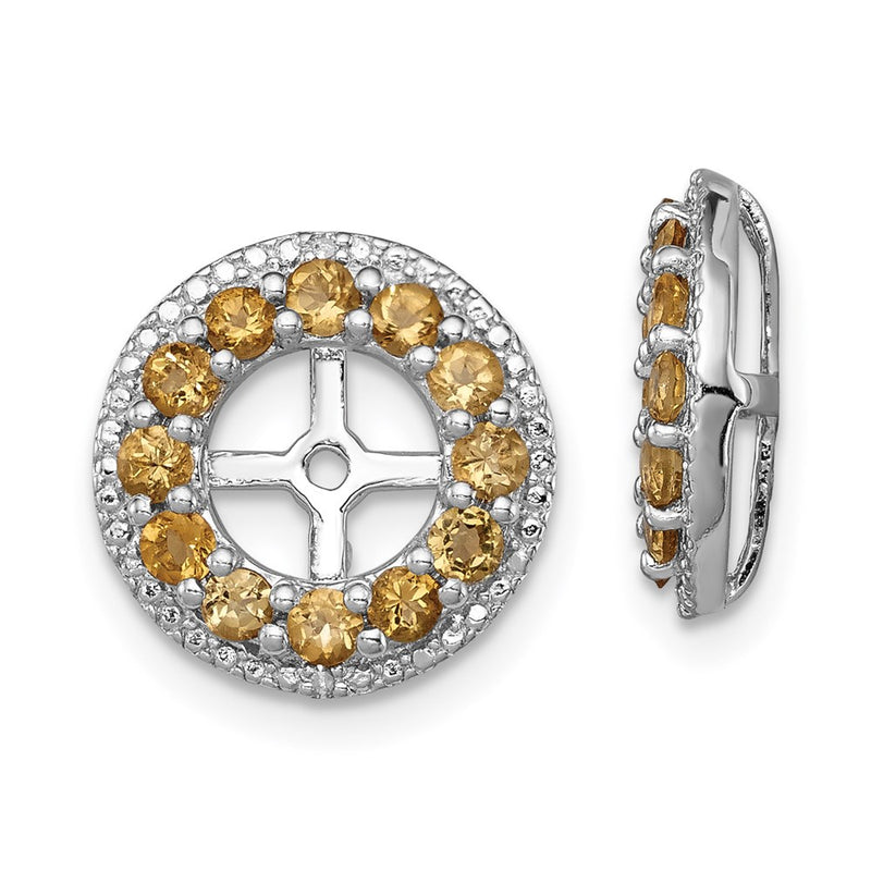 Sterling Silver Rhodium Diamond & Citrine Earring Jacket