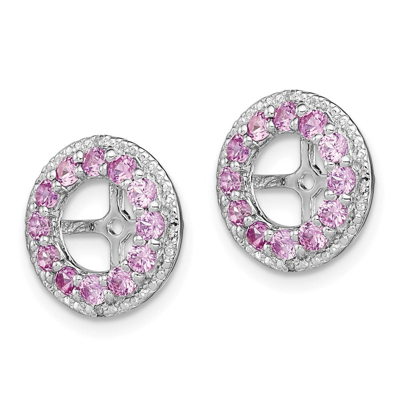 Sterling Silver Rhodium Diamond & Created Pink Sapphire Earring Jacket