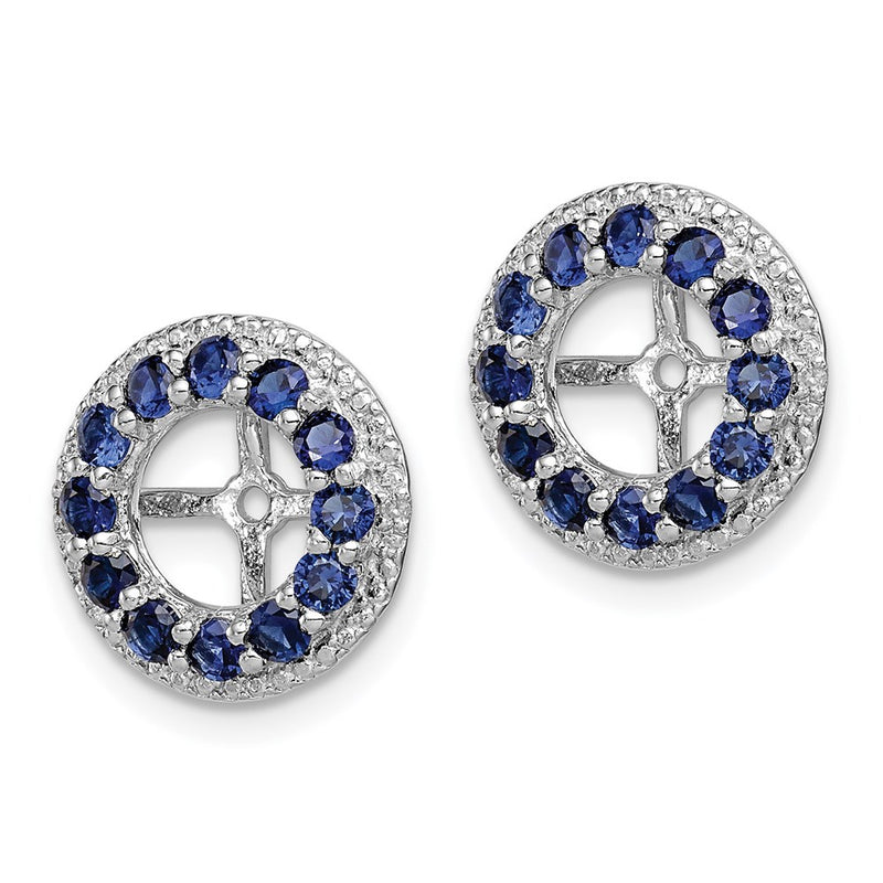 Sterling Silver Rhodium Diamond & Created Sapphire Earring Jacket