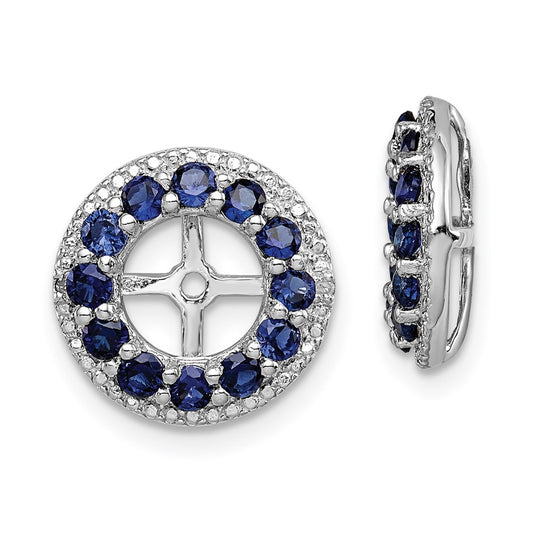 Sterling Silver Rhodium Diamond & Created Sapphire Earring Jacket