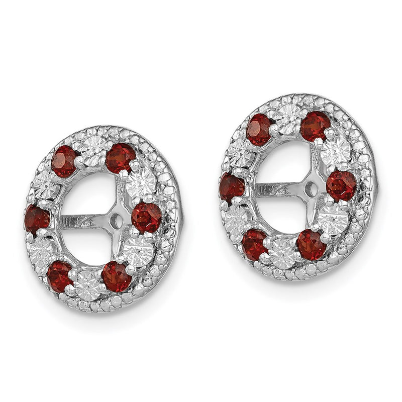 Sterling Silver Rhodium Garnet Earring Jacket