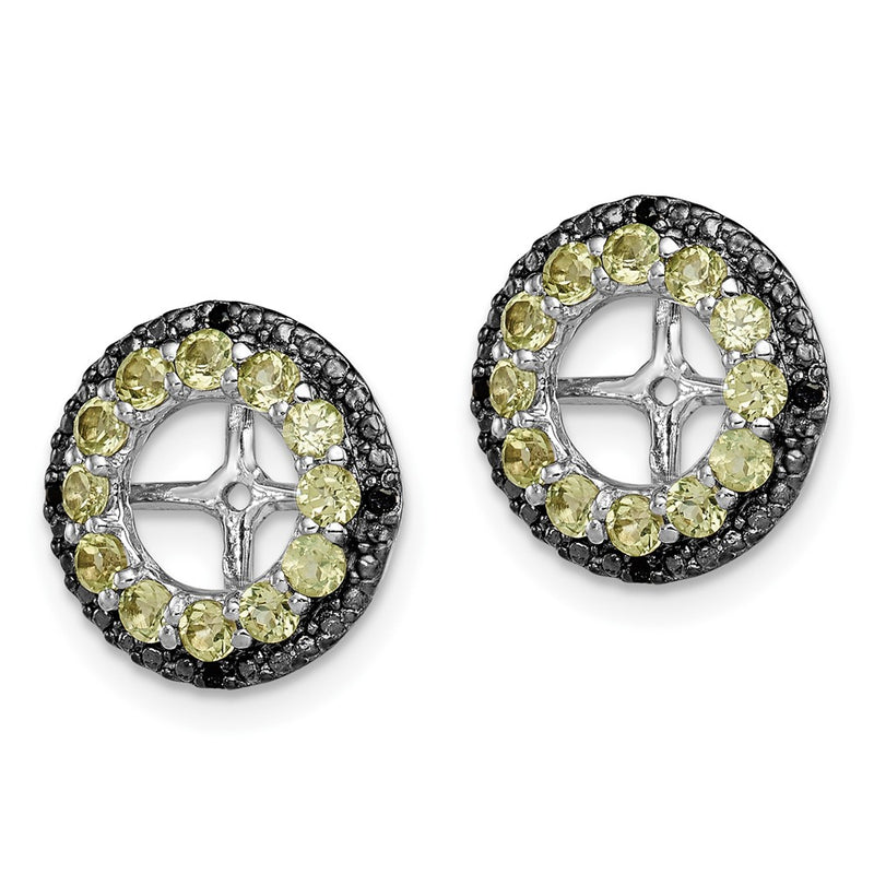 Sterling Silver Rhodium Peridot & Black Sapphire Earring Jacket
