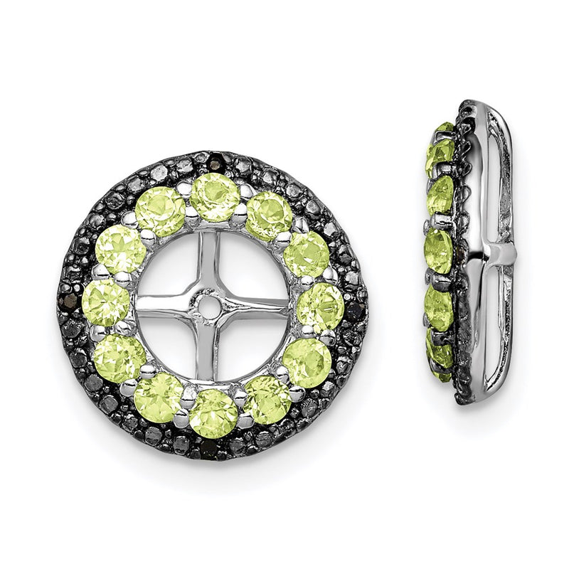 Sterling Silver Rhodium Peridot & Black Sapphire Earring Jacket