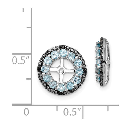 Sterling Silver Rhodium Swiss Blue Topaz & Black Sapphire Earring Jacket