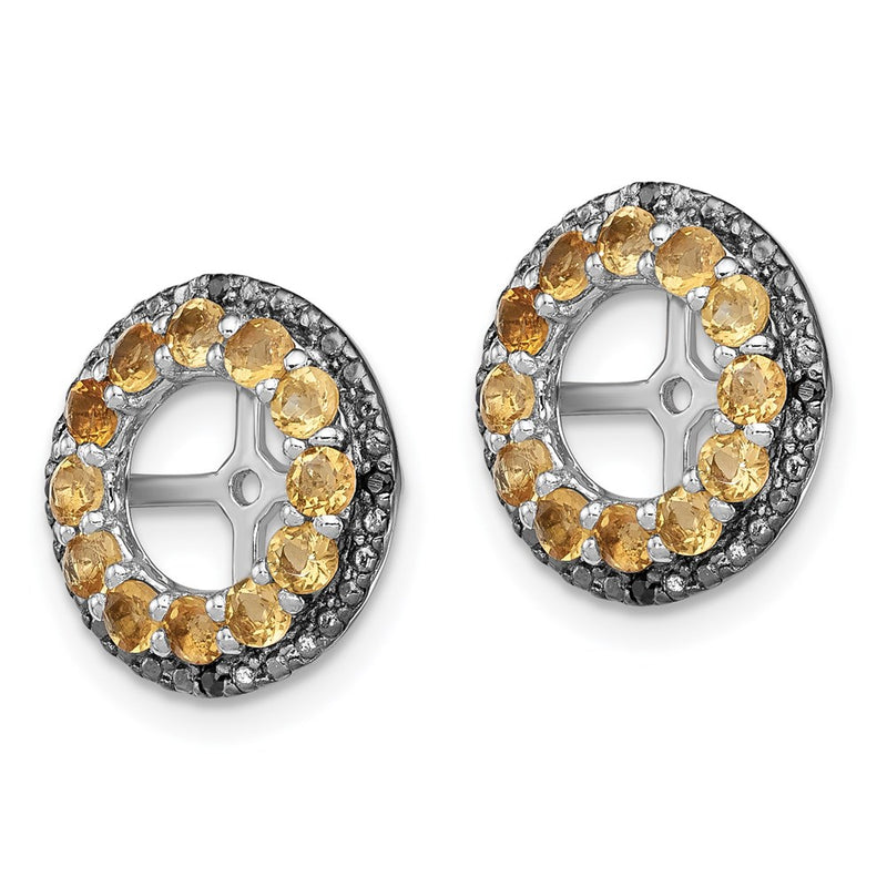 Sterling Silver Rhodium Citrine & Black Sapphire Earring Jacket