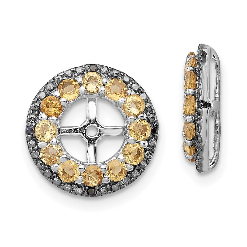 Sterling Silver Rhodium Citrine & Black Sapphire Earring Jacket