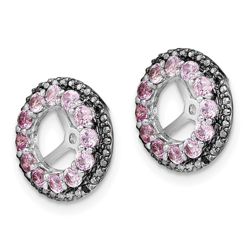 Sterling Silver Rhodium Crted Pink Sapphire & Black Sapphire Earring Jacket