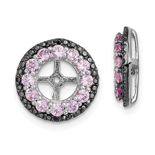 Sterling Silver Rhodium Crted Pink Sapphire & Black Sapphire Earring Jacket