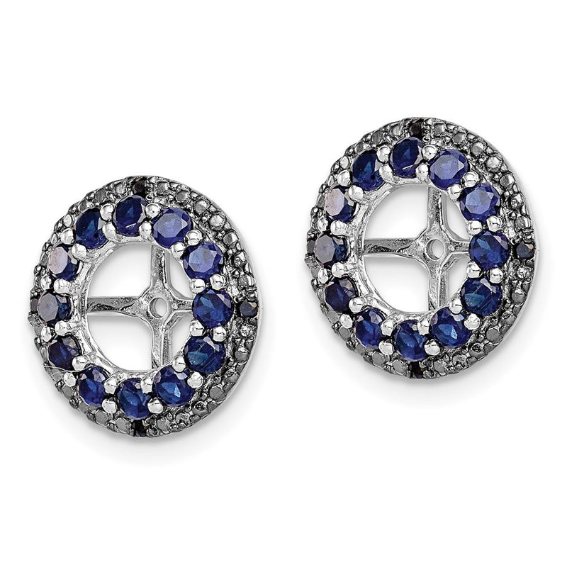 Sterling Silver Rhodium Created Sapphire & Black Sapphire Earring Jacket